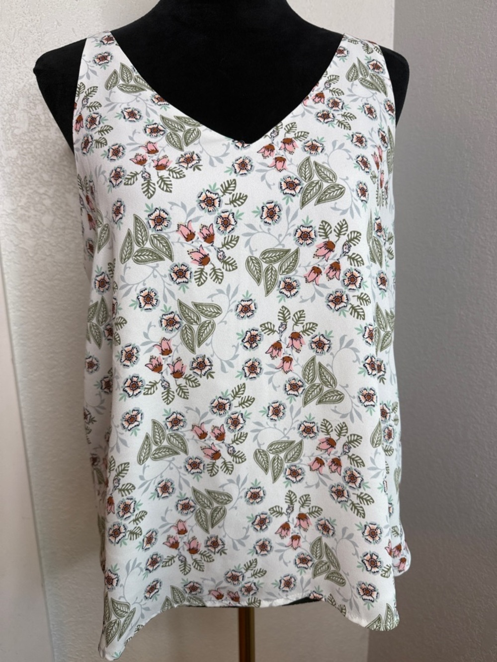 LOFT soft botanicals Sleeveless Blouse Cottagecore Lightweight Tank Top Size M